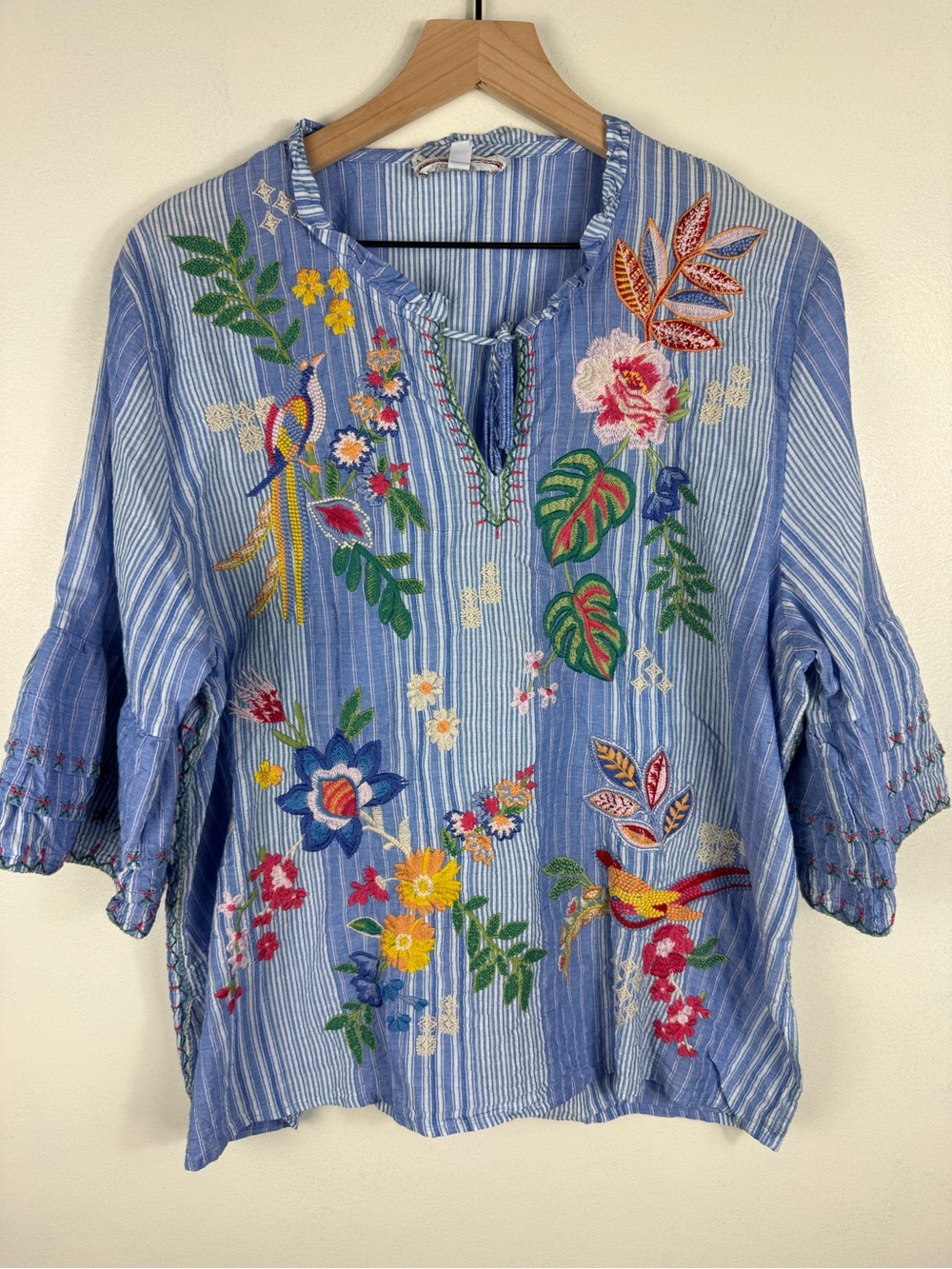Johnny Was Jeanette Ruffle Sleeve in Aster Stripe - Picture 2 of 10